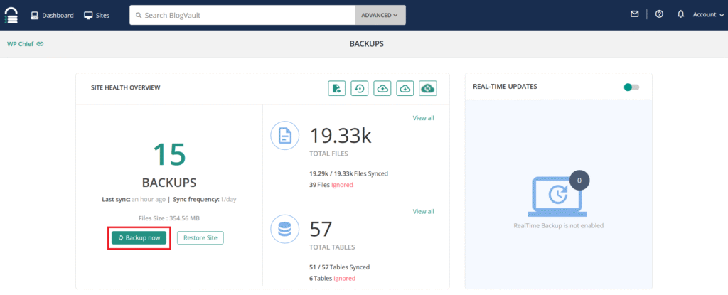 Backup restore WordPress