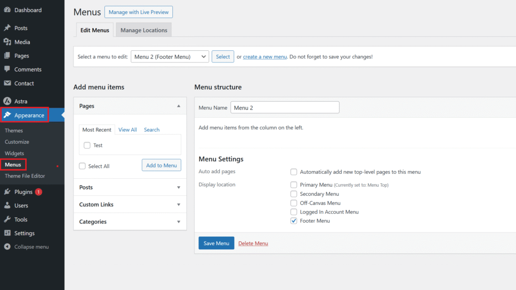 WordPress Menus