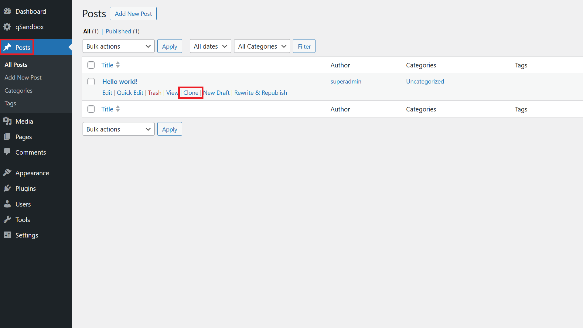 WordPress Duplicate Post